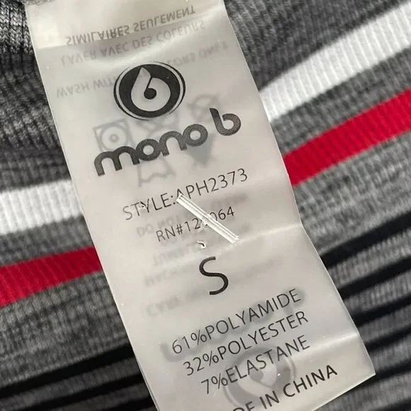 2/$30 Mono B Seamless Hybrid High Waisted Techno Athletic Track Leggings Gray - Picture 12 of 12